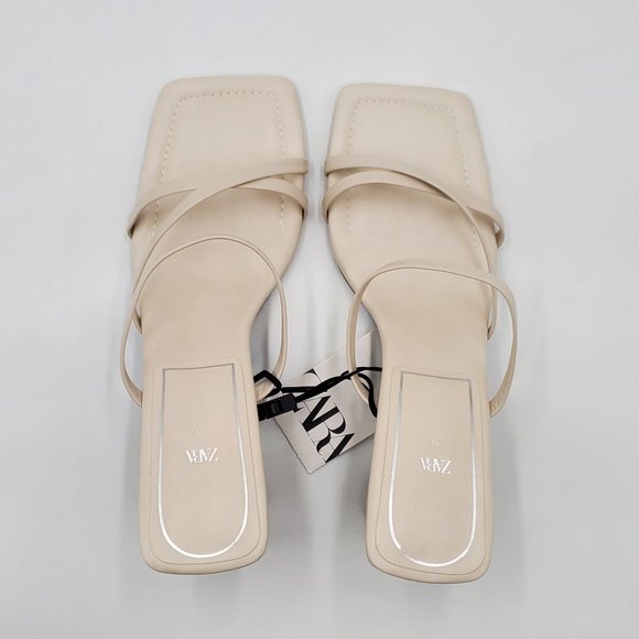 Zara Leather Strappy Heeled Sandals - NWT - Picture 8 of 14